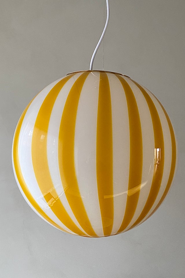 D:40 cm Stor Murano candy pendel lampe gul / hvi...