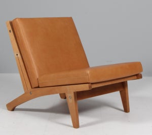 Hans J. Wegner lænestol af eg og anilin læder, model GE370