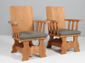 Krogenæs møbler par armstole af oregon pine