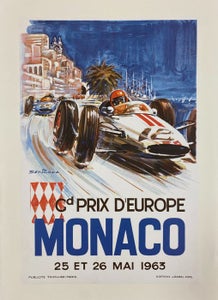 Michel Beligond - MONACO Gran Prix  - 25 ET 26 MAI 1963 (linen backed on canv...