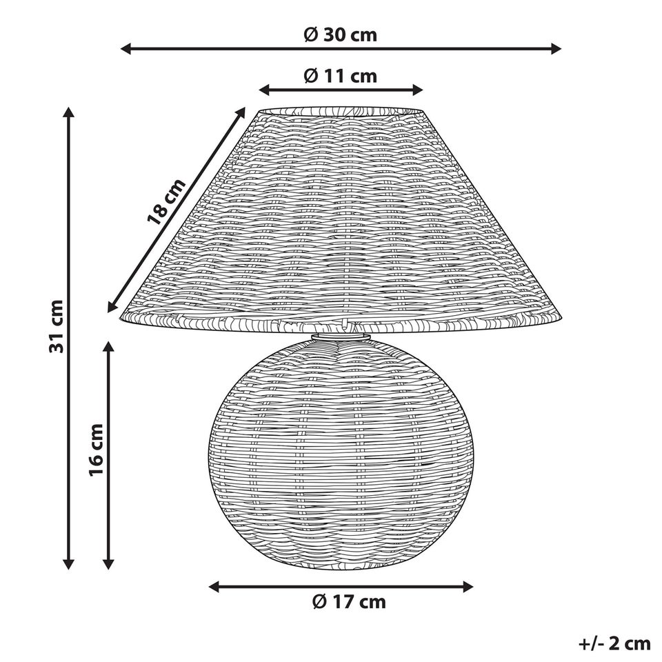 Rattan-bordlampe natur CINDER