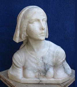 Giuseppe Bessi (1857-1922) - Buste, Giovanna D'arco - 45 cm - Alabaster, Marmor