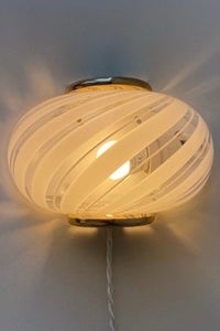 2x 22x15 vintage Murano hvid swirl væglampe med messing 