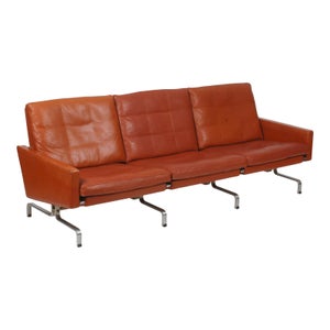 Poul Kjærholm pk-31/3 sofa i patineret cognac læder