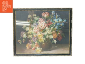 Vintage Billedramme med blomster maleri (str. 54 x 44 cm)