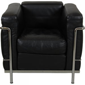 Le Corbusier LC 2/1 stol i sort læder