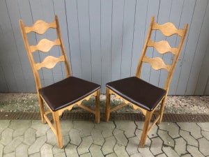 Virkelig flotte Vintage læder egetræsstole