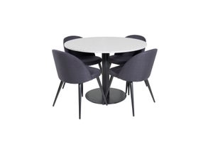 RazziaGR spisebordssæt spisebord terazzo grå og 4 Velvet stole sort.
