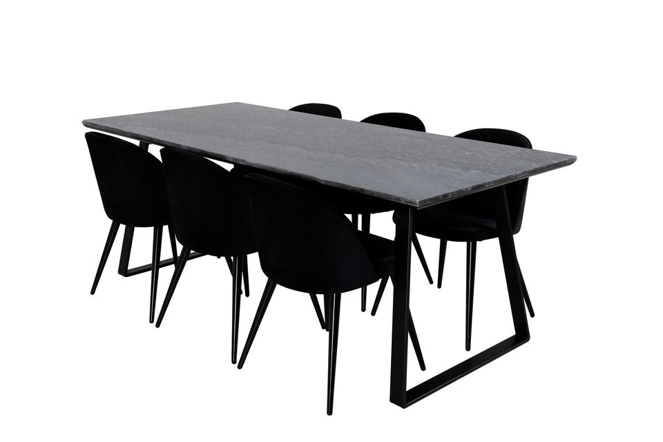 EstelleBLBL spisebordssæt spisebord sort, marmor...