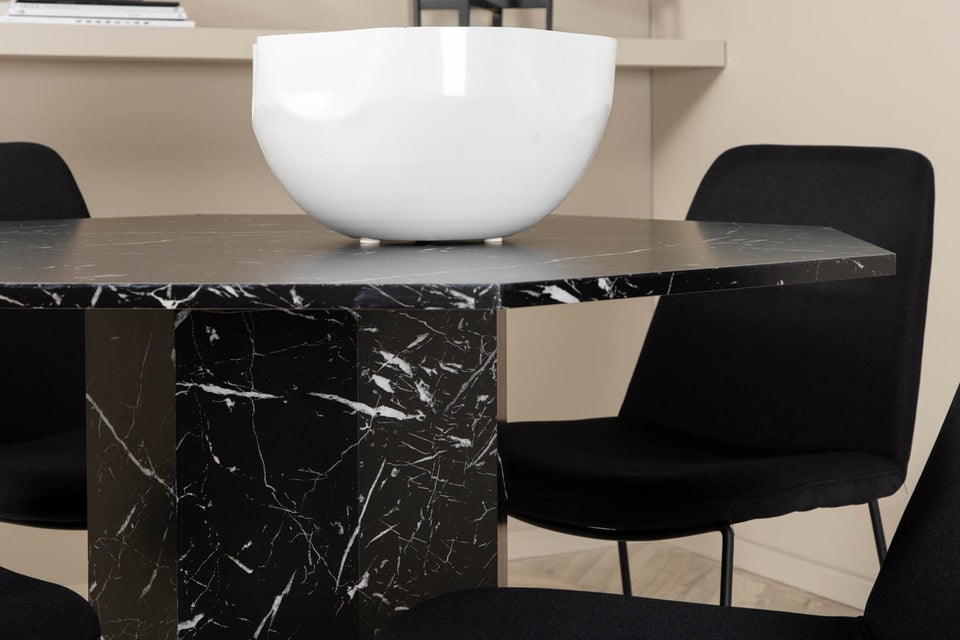 Marbs spisebordssæt spisebord sort marmor dekor...