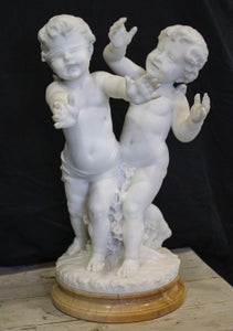 Guglielmo Pugi (1850-1915) - Skulptur, Coppia di Angioletti che giocano - Ope...