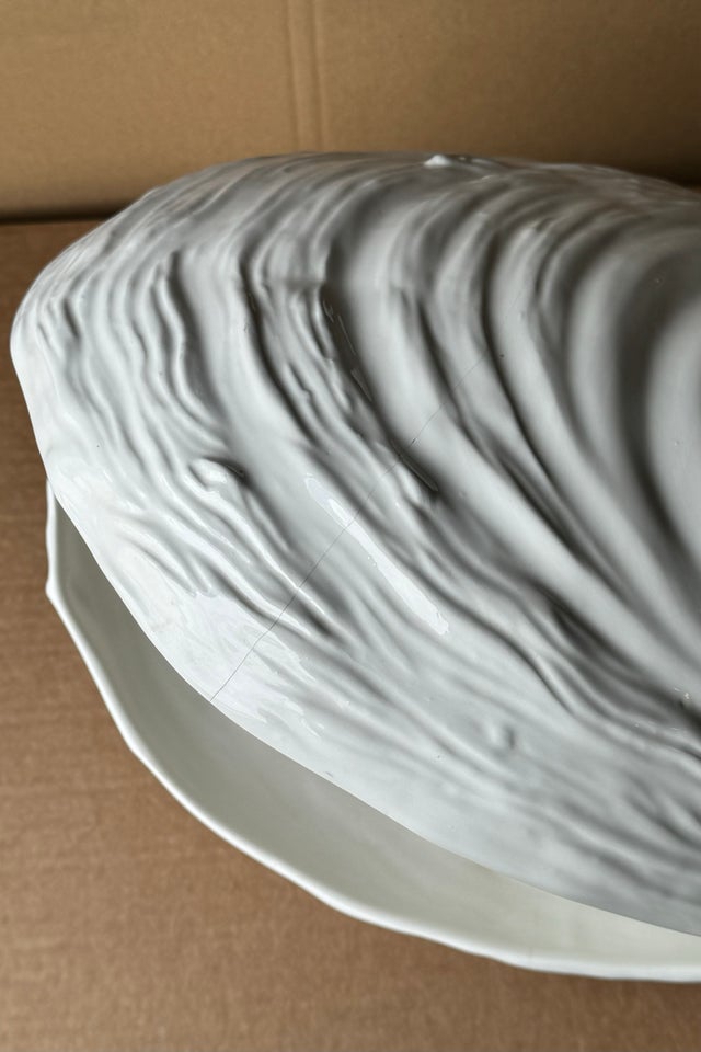 L:48 cm Ekstra stor vintage hvid keramik musling...