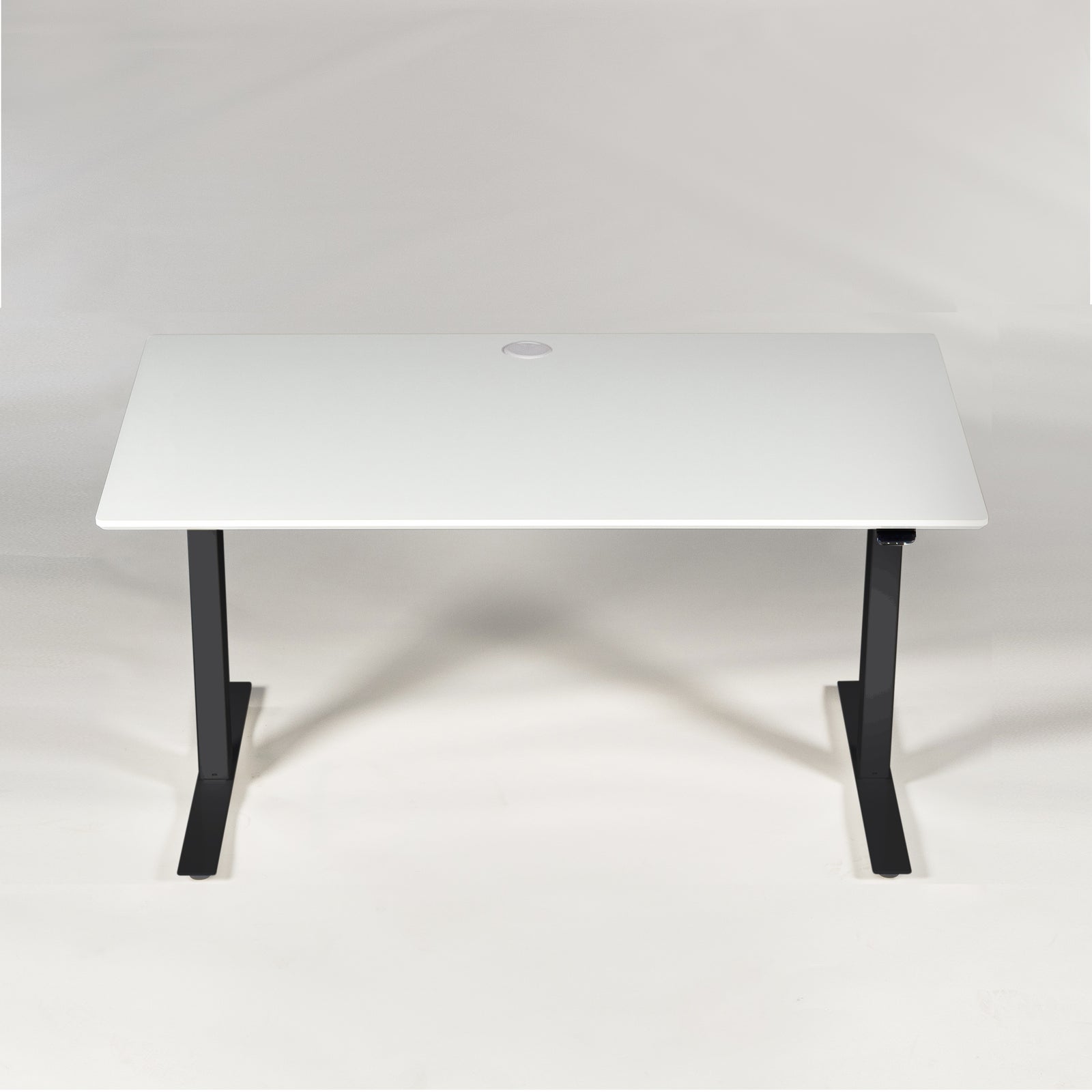 Hæve-/sænkebord hvid laminat med 3-leddet stel