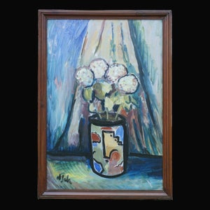 Eugene de Sala, 1899-1989, olie på plade: Stilleben med blom