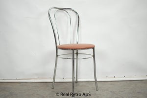 sæt på 4 stole i stil med Thonet stole i blank stål - splinter nyt betræk 