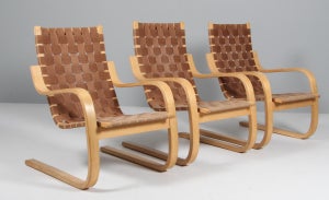 Alvar Aalto tre frisvinger armstole af birk og gjorde. 1960’erne