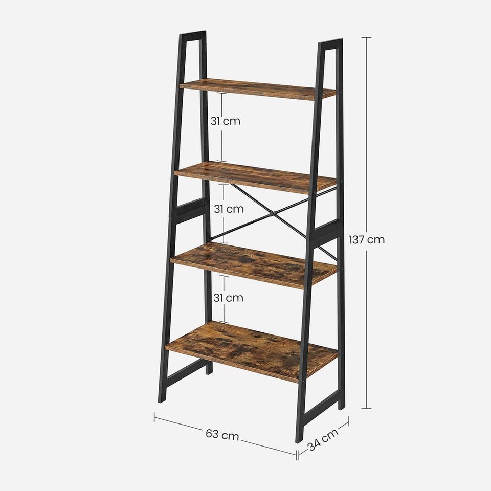 Åben reol med 4 hylder (gratis levering)