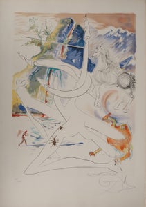 Salvador Dali (1904-1989) - L'Unicorne laser désintègre les cornes de rhinocé...