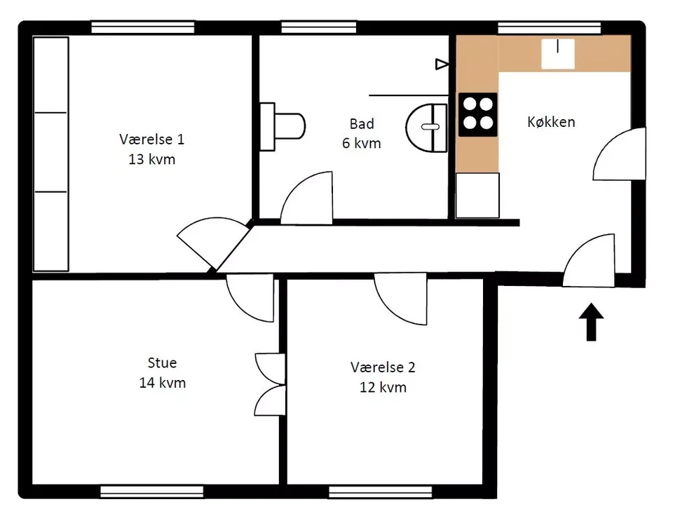 3 værelses lejlighed i Brønshøj 2700 på 75 kvm