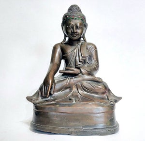 Statue - Bronze, Glas, Porcelæn - Mandalay 'Touching the Earth' Buddha - Burm...