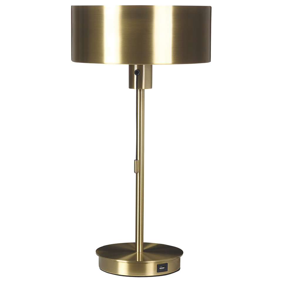 Metal bordlampe guld med USB-port ARIPO