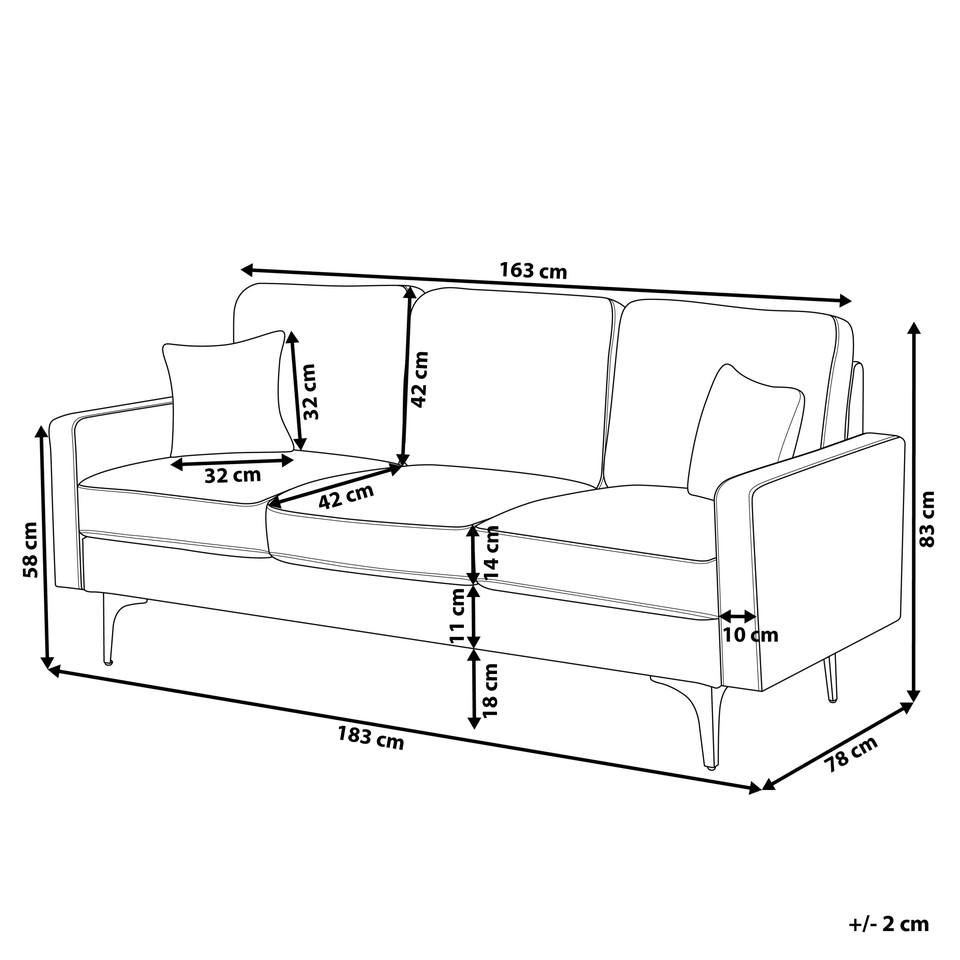 Sofa 3 pers Velour Orange GAVLE