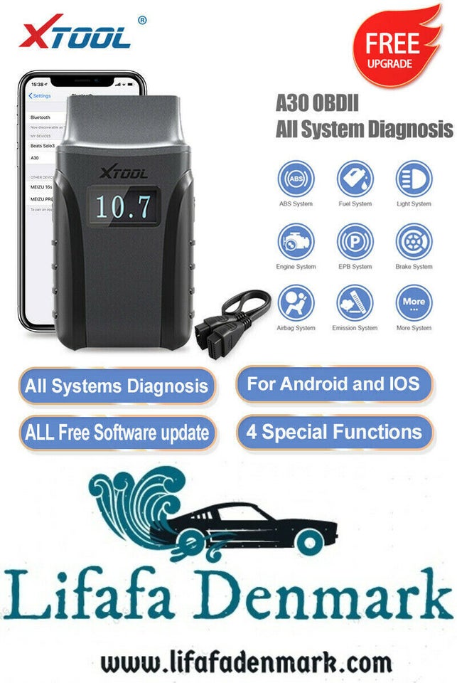 XTOOL A30 ALL SYSTEM CODE READER OBD2 AUTO DIAGN...
