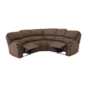Saranda sofa hjørnesofa recliner PU kunstlæder brun.