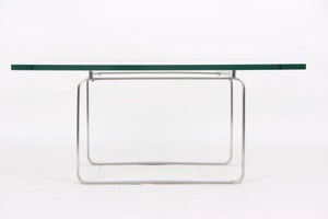 Hans J. Weger sofabord model CH106, rustfri stål og glas