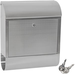 Postkasse i rustfrit stål med avisholder - grå