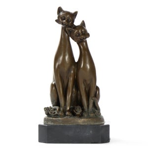 Bronzeskulptur, siddende katte