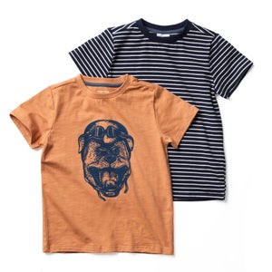 Friends T-shirt - Orange Med Print/blå Med Striber - 2 Stk. - Overdele Hos Coop