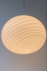 D:35 cm Vintage Murano hvid swirl pendel loftlampe