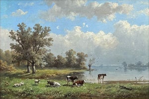 Anthonie Jacobus Van Wijngaerdt  (1808-1887) - Cattle and Sheep Grazing near ...