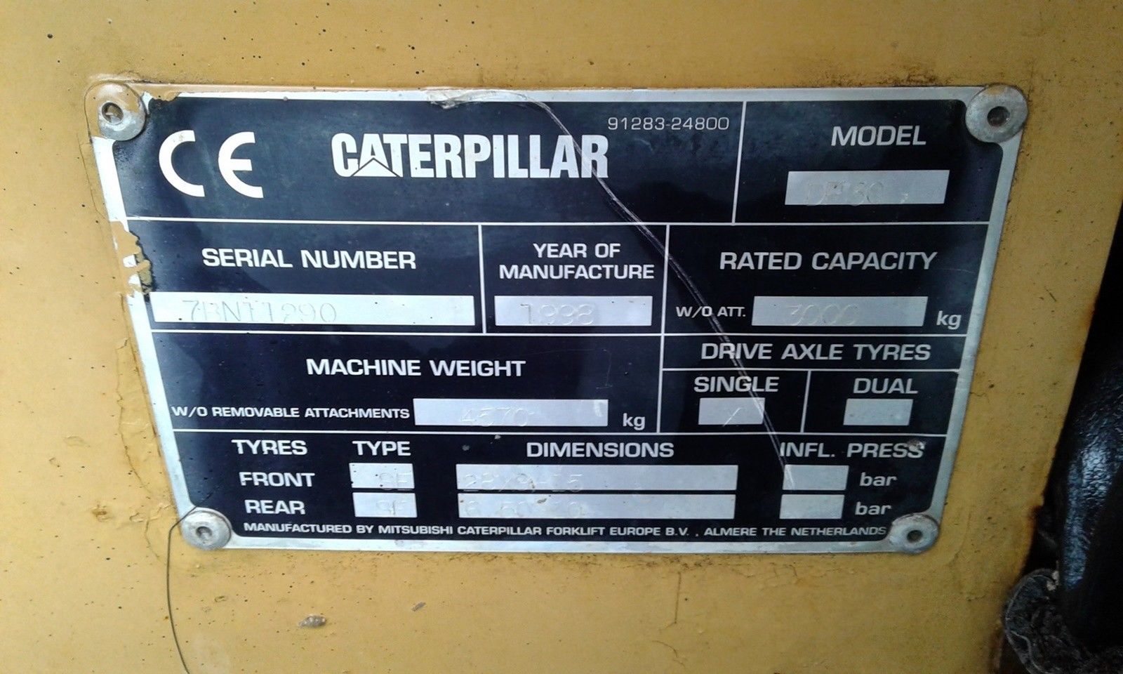 Gaffeltruck, Caterpillar DP 30 Løftehøjde 600 cm - BEMÆRK