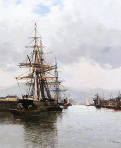 Pierre Pérot (1851-?) - Boats at the port of Rouen