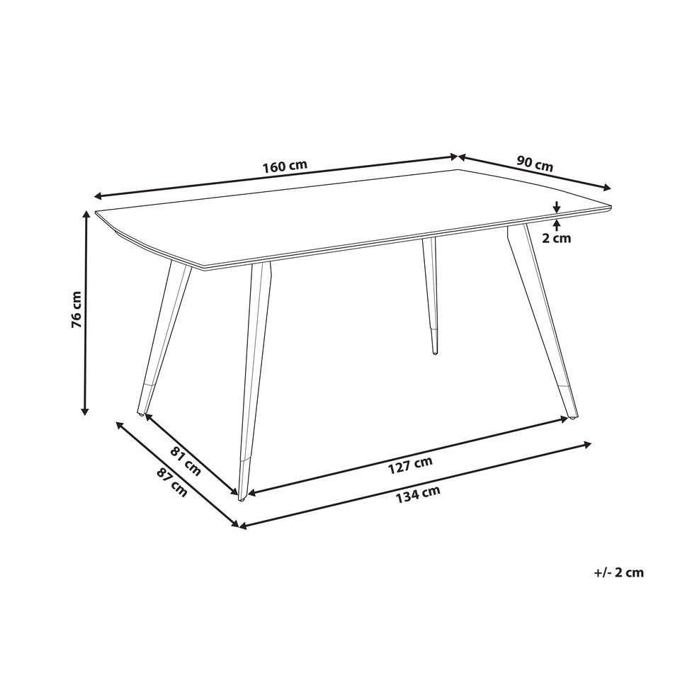 Spisebord 160 x 90 cm sort MOSSLE