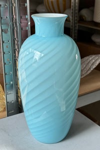 H:29 cm Vintage Murano blå swirl vase 