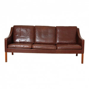 Børge Mogensen 2209 3pers sofa i brunt patineret læder