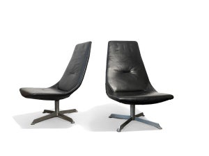 Niels Gammelgaard Swivel Lounge Chairs - sort læder 