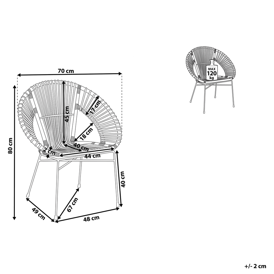 Spisebord stol Rattan Sort SARITA