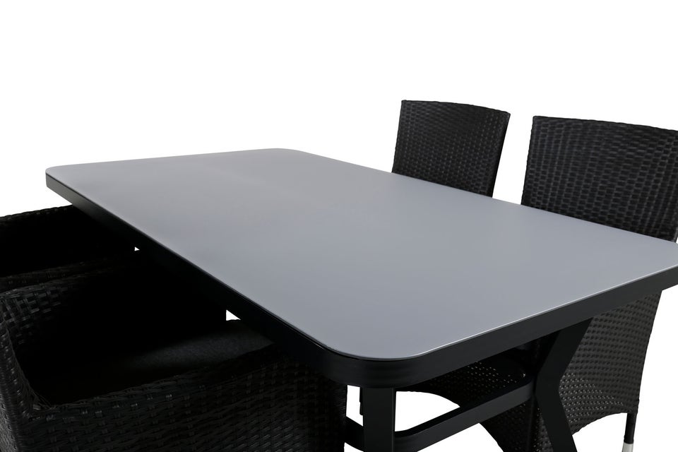 Virya havesæt bord 90x160cm og 4 stole Malin sor...