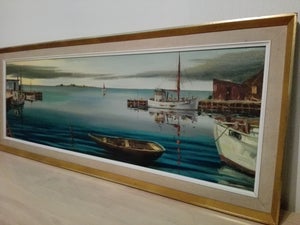 Hyggeligt "havne maleri" af Ørbech Jacobsen