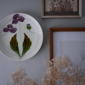 Vintage platte med lille blomst, blomster platter, platter, vægdekorationer