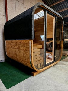 Ny unik stil CUBE sauna med HUUM 9kw ovn og WIFI (på lager)