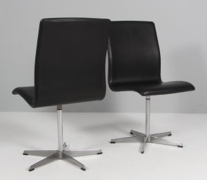 Arne Jacobsen Oxford stol, nybetrukket sort anilin læder