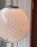 Large vintage white clear Murano ceiling lamp (...