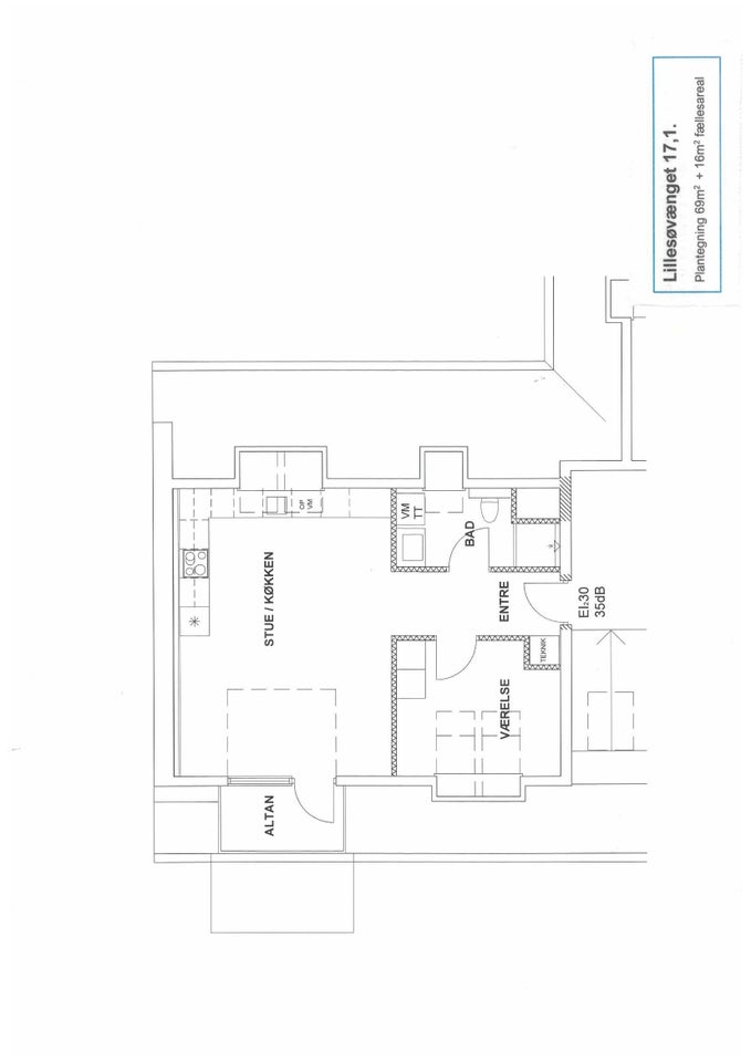 2 værelses lejlighed i Frederiksværk 3300 på 69...