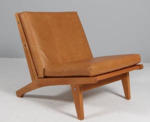 Hans J. Wegner lænestol af eg og anilin læder, model GE370