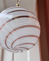 Vintage Murano white/red/clear swirl ceiling la...